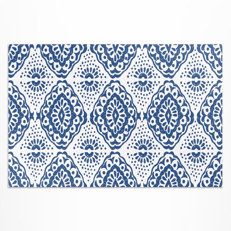 Balkonowy Dywan Winylowy UV Wallfluent 120x180 cm Niebieskie wzory dekoracyjne ornament 1 szt.