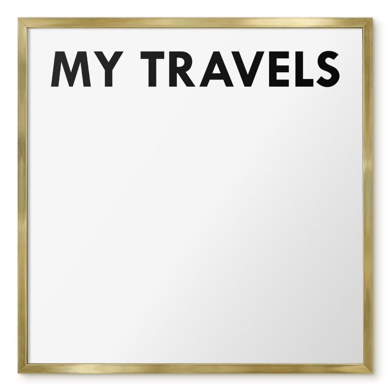 Tablica Magnetyczna Do Notatek Tulup 50x50 cm My travels 2 - Złota rama Do salonu, sypialni 1 szt.