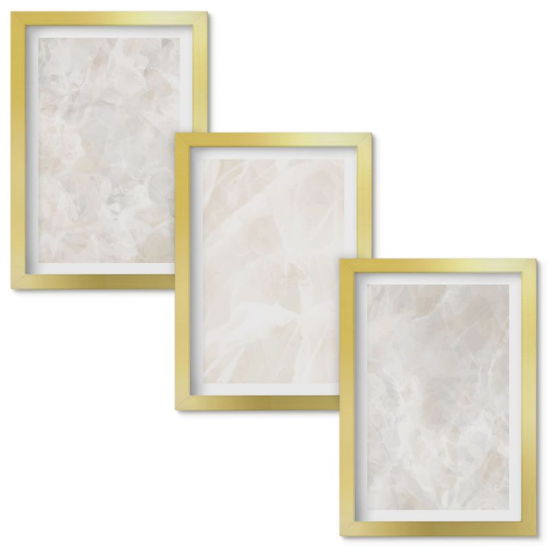 Tryptyk w Ramie Wallfluent Pastelowe struktury marmuru Złota rama 20x30cm 3 szt.