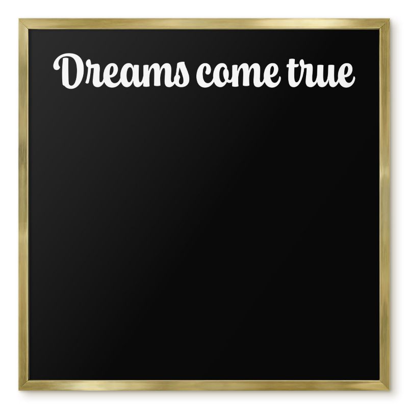 Magnetyczna Tablica Ścienna Tulup 50x50 cm Dreams come true 6 - Złota rama Do salonu, sypialni 1 szt.
