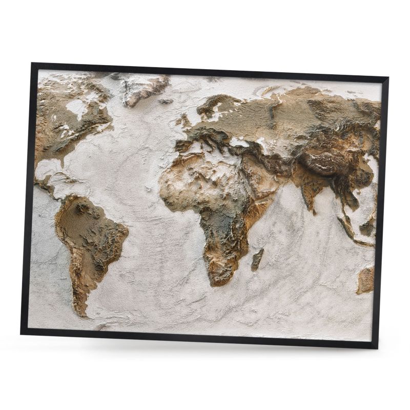 Dekoracyjna tablica magnetyczna ArtPrintCave 80x60 Reliefowa mapa w czarnej ramie 1szt