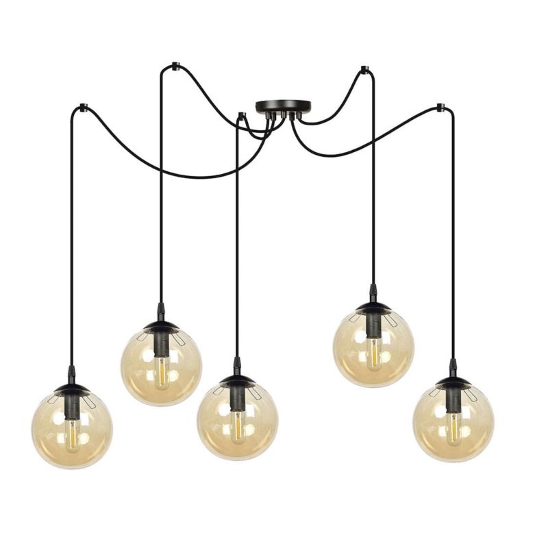 Lampa sufitowa Emibig Gigi czarno-miodowy wym: 200 x 200 x 14 cm 5xE14 x 10W 1 szt.