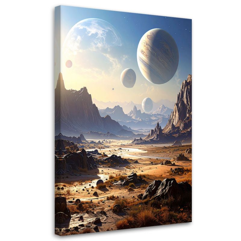 Obraz do salonu sypialni kuchni biura Feeby Planety kosmos góry natura 60x90cm 1szt
