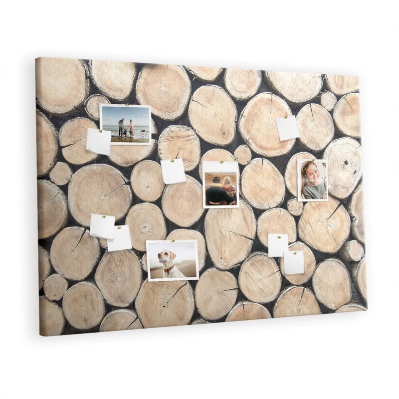 Tablica Korkowa Do Biura Pokoju Tulup 140x100 cm Ścięte drzewa pieńki Pinezki metaliczne 1 kpl