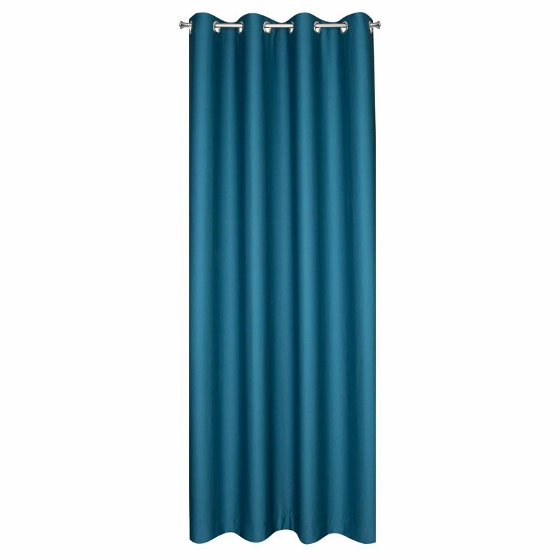 Zasłona TERRA MOROCCO Eurofirany 140 x 250 cm ciemnoniebieska o płóciennym splocie 1 szt.