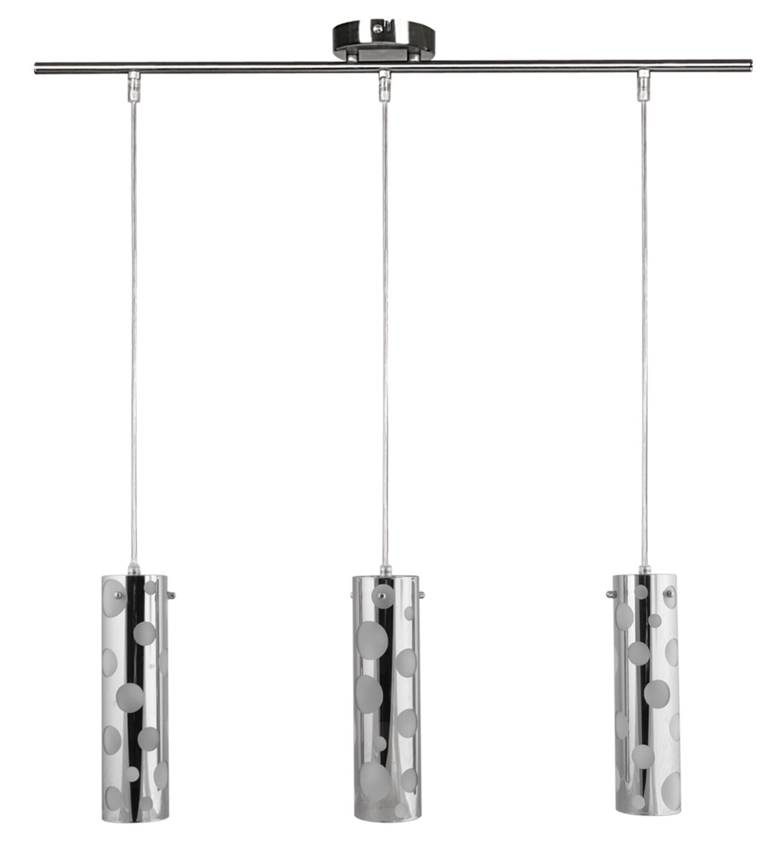 Chromowana lampa wisząca sufitowa 3-płomienna do salonu POINT metal szkło