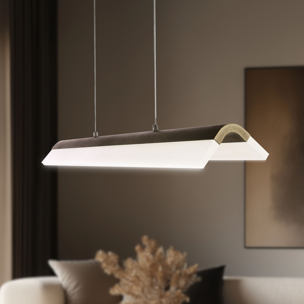 Brązowa lampa wisząca LED zintegrowany do salonu CURACOA regulowana wysokość