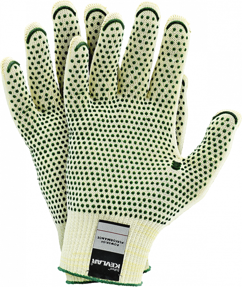 Rękawice robocze JS Gloves DuPont, RJ-KEVLAFIBV, tkaninowe, antyprzecięciowe, rozmiar 10, żółto-zielony