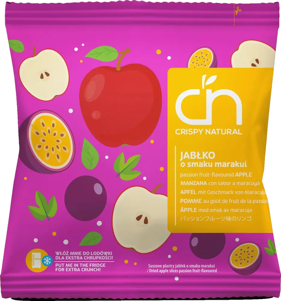 Suszone jabłka Crispy Natural, o smaku marakui, 18g