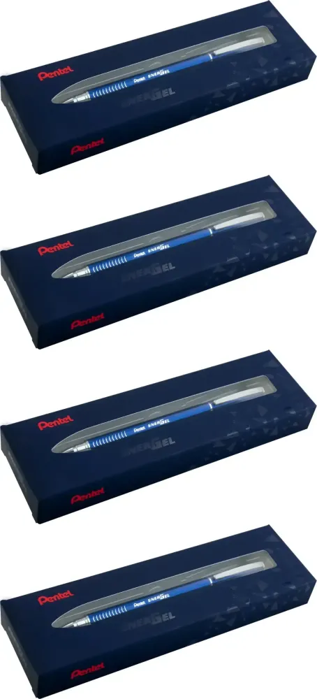 4x Pióro kulkowe Pentel EnerGel Slim BLN-455, 0.5mm, w etui, niebieski