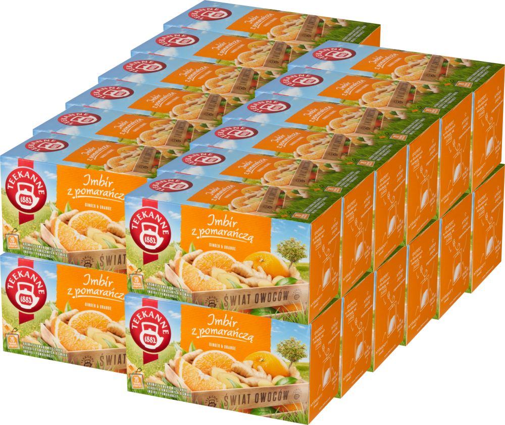 24x Herbata owocowa w kopertach Teekanne Orange&Ginger, pomarańcza i imbir, 20 sztuk x 2.5g