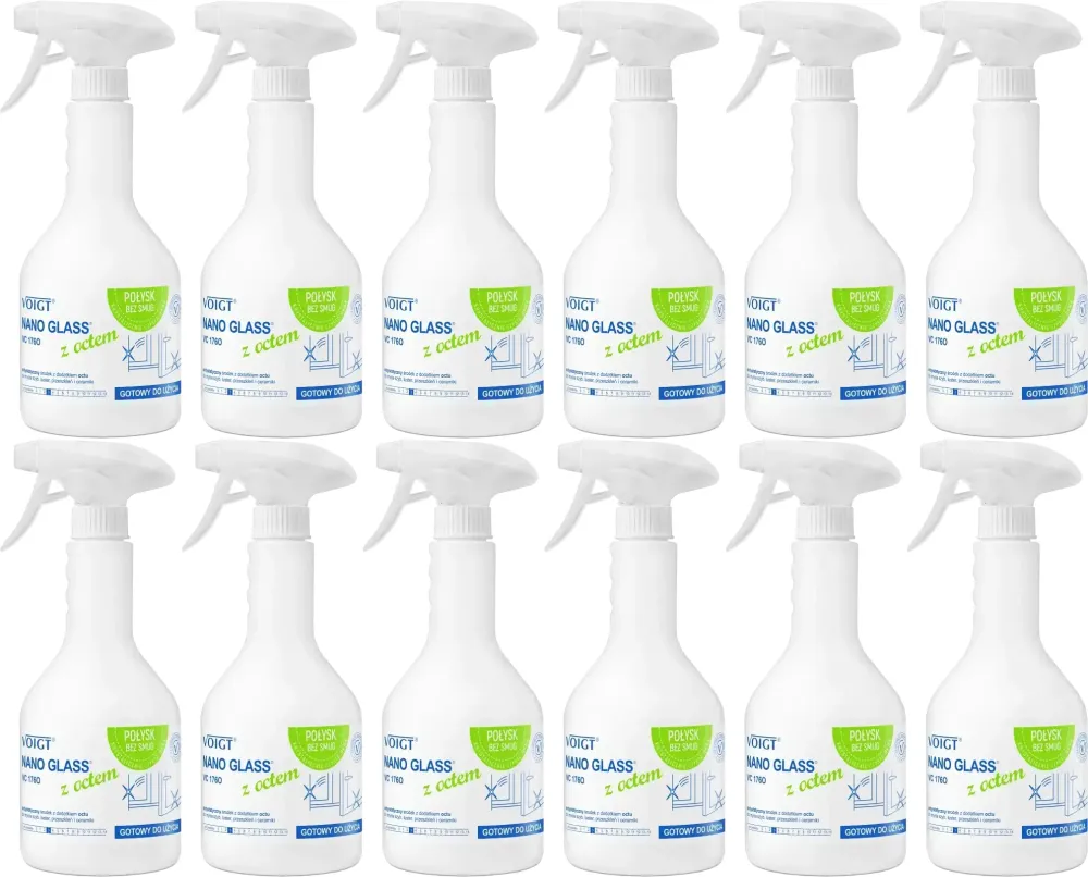 12x Płyn do mycia szyb Voigt Nano Glass VC176, z octem, 600ml