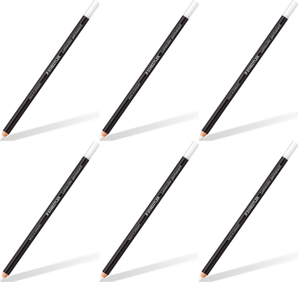 6x Kredka wodoodporna Staedtler Glasochrom, 1 sztuka, biały