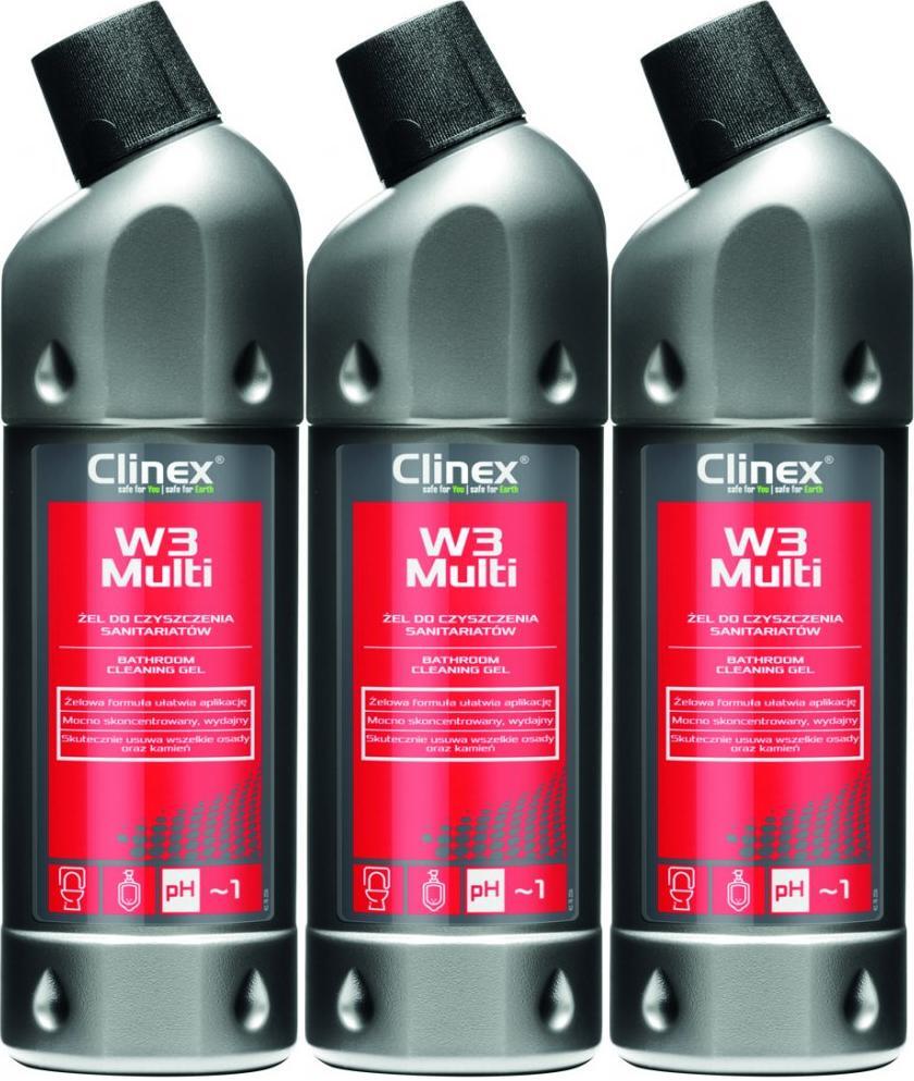 3x Preparat do mycia sanitariatów i łazienek Clinex, W3 Multi 77-076, skoncentrowany, 1l