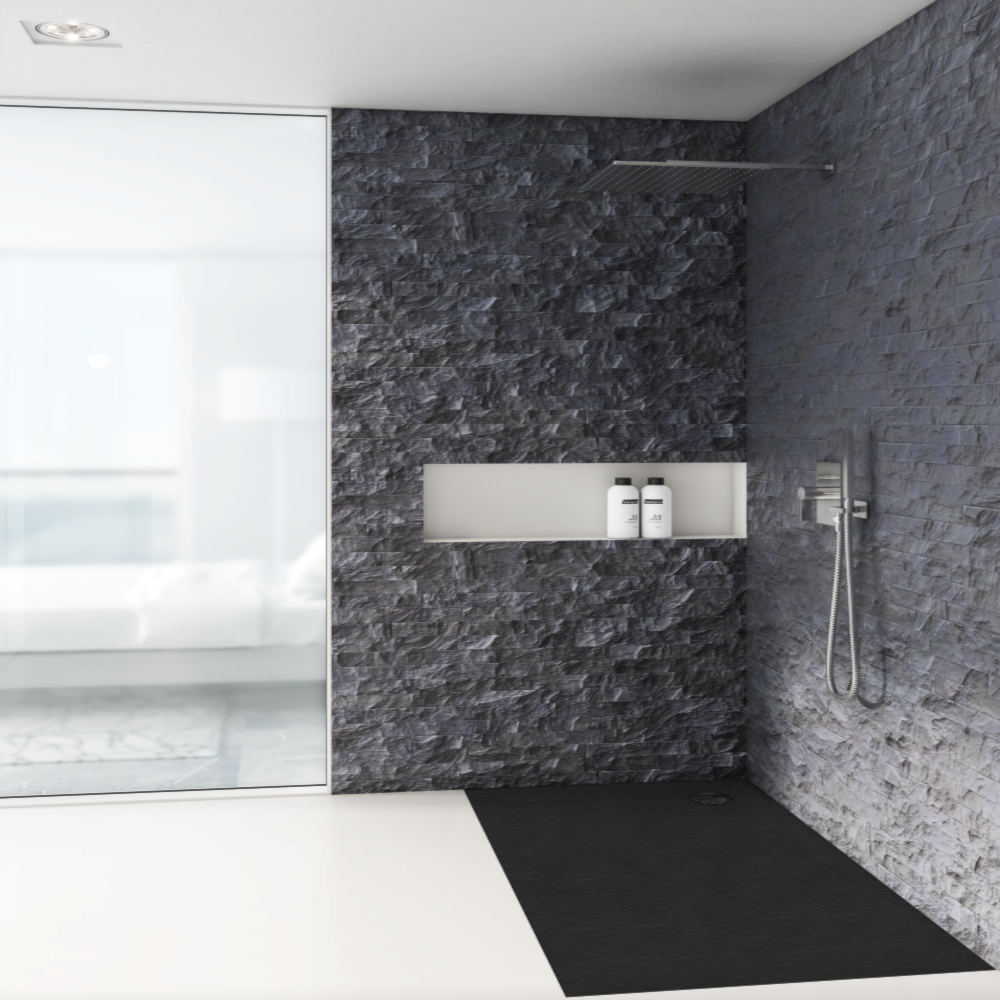 Schedpol Etrusco Black Stone brodzik prostokątny 80x70 cm czarny 3.468/C/ST