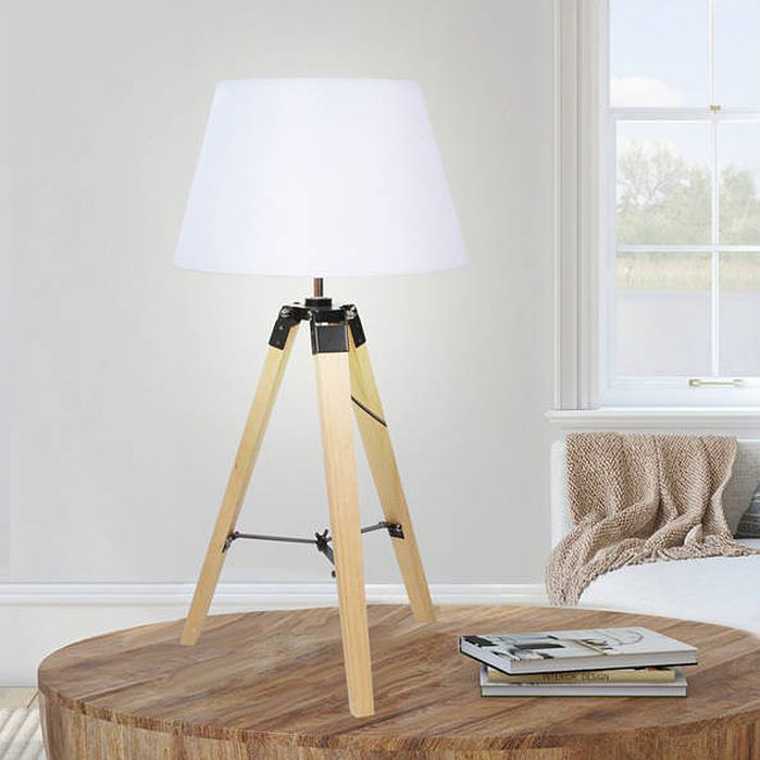 Candellux Lugano lampa stołowa 1x60W drewno/biały 41-31136