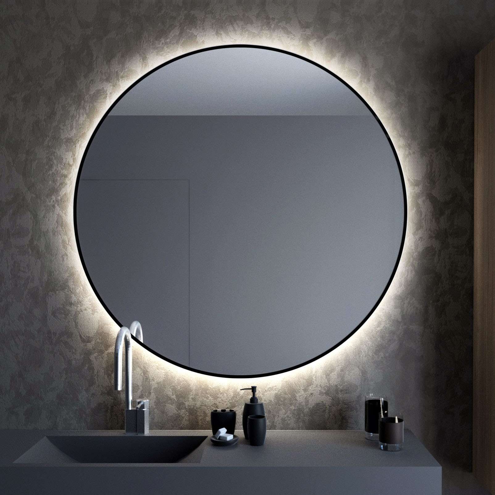 Baltica Design Bright lustro 80 cm okrągłe z oświetleniem LED czarne barwa neutralna - Wysyłka w 24h
