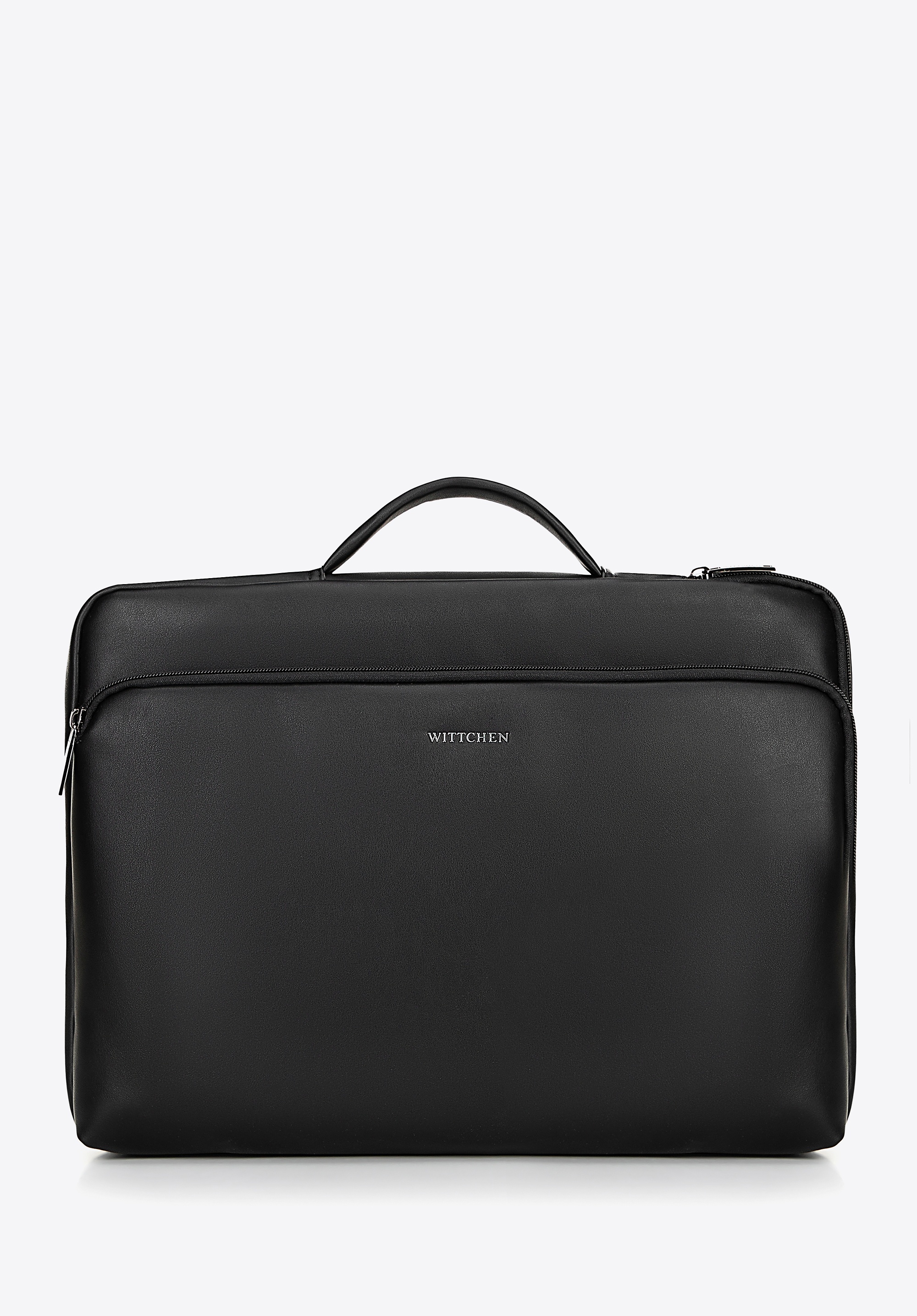 Torba na laptopa 16" z imitacji skóry z bocznym suwakiem czarna