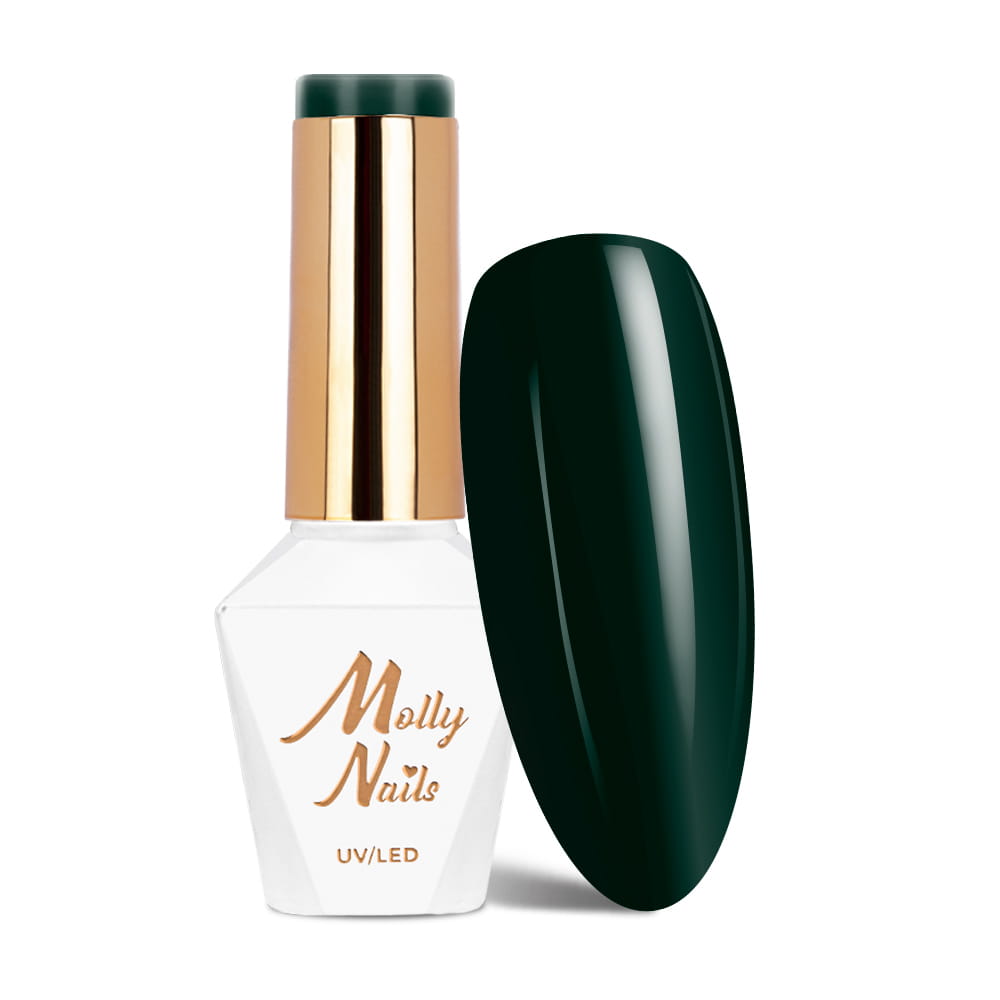 Lakier hybrydowy LED/UV Gel Polish Molly Nails Green Party Nr 87 Deep Green HEMA/Di-HEMA Free 8g