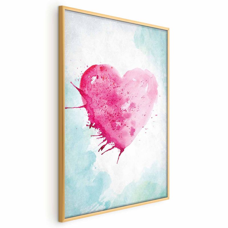 Plakat Artgeist Akwarelowe serce 29,7x42 cm z ramą złotą 1 szt