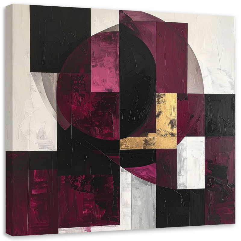Obraz do salonu biura kuchni Feeby Abstrakcja geometryczna w odcieniach burgundu 50x50cm 1szt