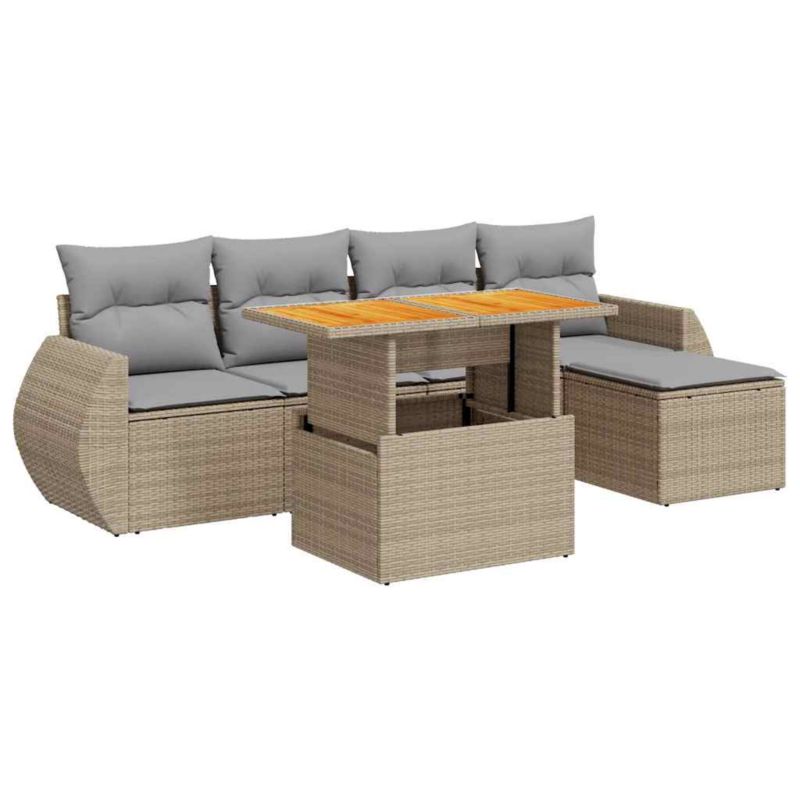 Zestaw mebli ogrodowych WaszeMeble 6-cz. z technorattanu beżowy z poduszkami WM-3327251 1 kpl