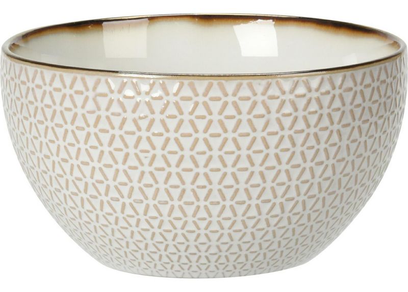 Miska Siaki Collection porcelanowa biało-złota 14 x 7,6 cm 650 ml 1 szt.