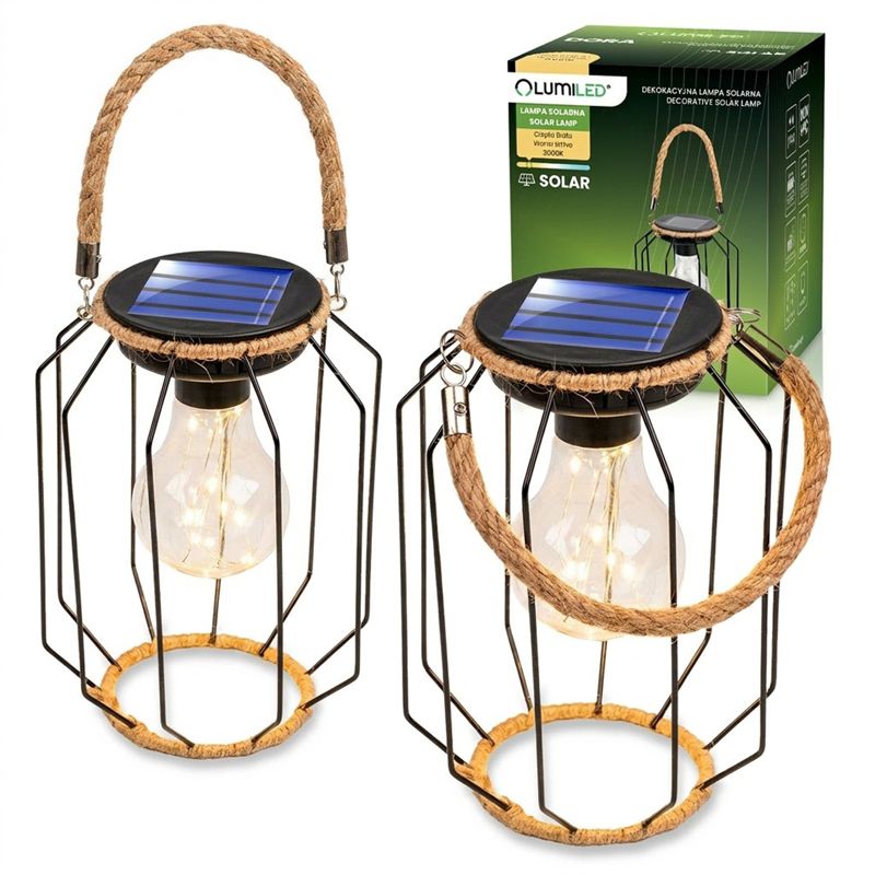 Lampa Solarna Lumiled Ogrodowa LED Wisząca Latarenka IP44 3000K 2 szt