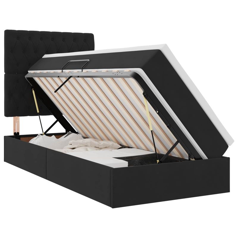 Łóżko Kontynentalne WaszeMeble z Materacem 90x190 cm Czarne WM-3372695 1 szt.