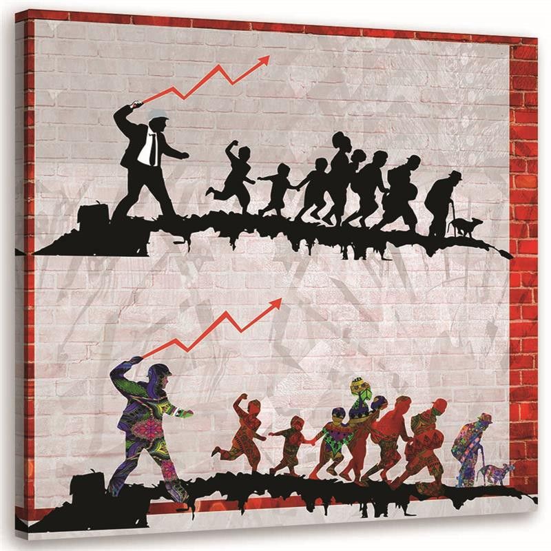 Obraz na płótnie Feeby Banksy Polityka ekomoniczna 30x30cm 1szt