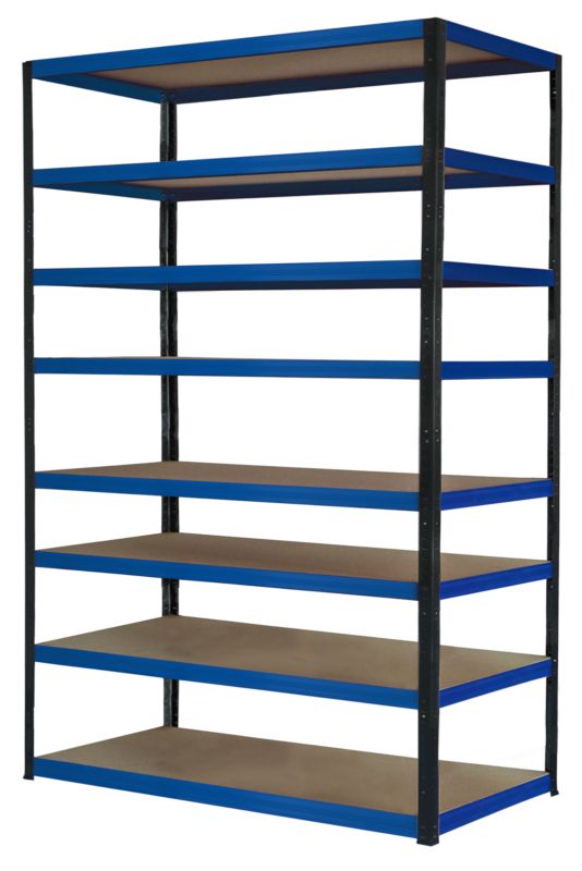 Regał metalowy MODO24 magazynowy czarno-niebieski helios 270x150x50cm 8 półek po 275 kg 1 szt.