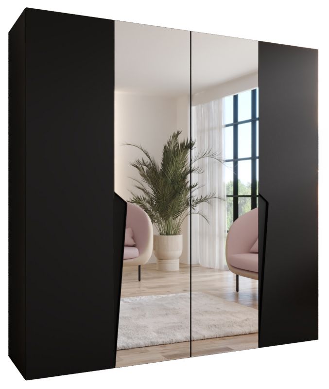 Szafa uchylna z lustrem z lustrem otwierana Abiks PIANO 2 200 wys 202 cm Czarny + Czarny 1 szt