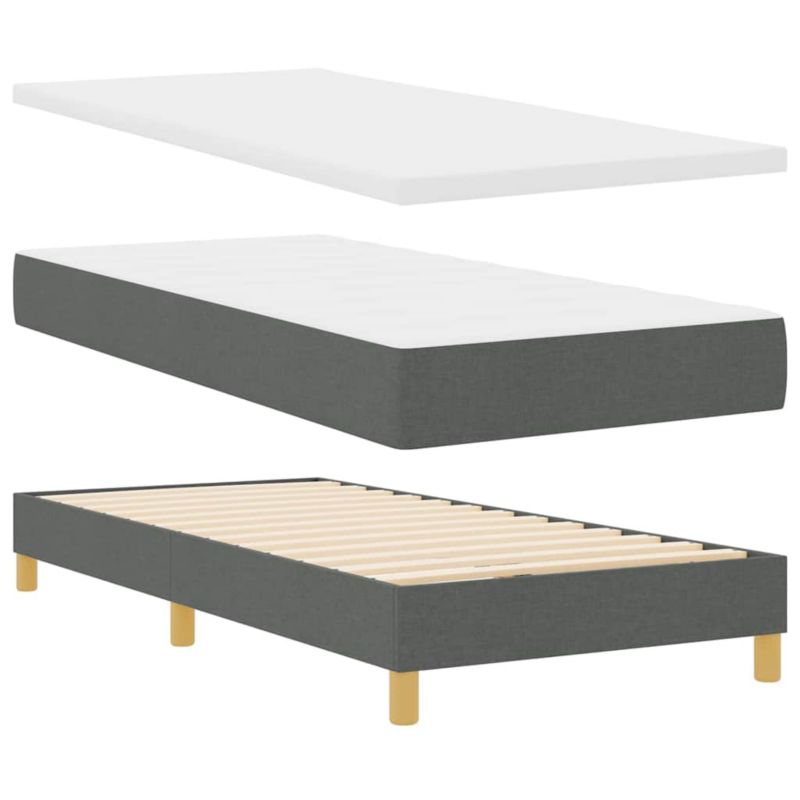 Łóżko z materacem WaszeMeble 90x200 cm Ciemnoszary tkanina WM-3341336 1 szt.