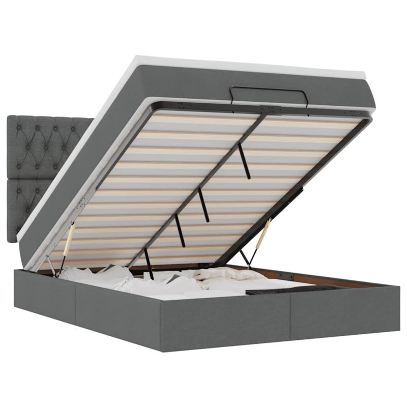 Łóżko otomana WaszeMeble z materacem 135x190 cm Ciemnoszary tkanina z LED ze schowkiem WM-3314087 1 szt.