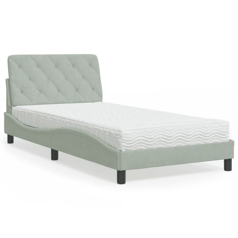 Łóżko tapicerowane WaszeMeble 100x200 cm jasnoszare WM-3208640 1 szt.