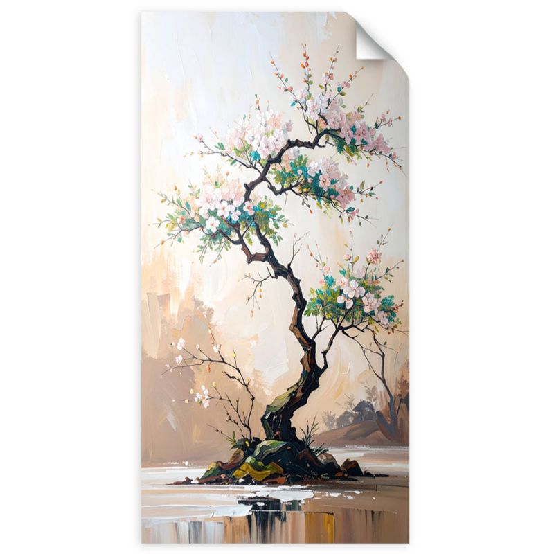 Naklejka na ścianę do pokoju młodzieżowego Feeby Drzewko Bonsai Białe Kwiaty Gałązki 80x160cm 1szt