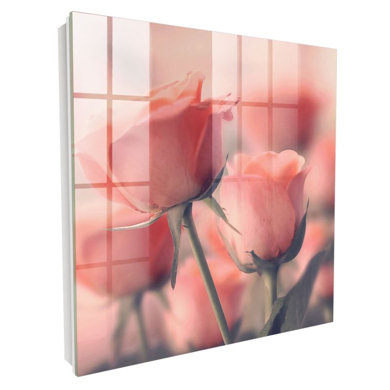 Pudełko Na Klucze Tulup 30x30 cm Delikatne kwiaty - Biała - Otwierana na lewo 1 szt.