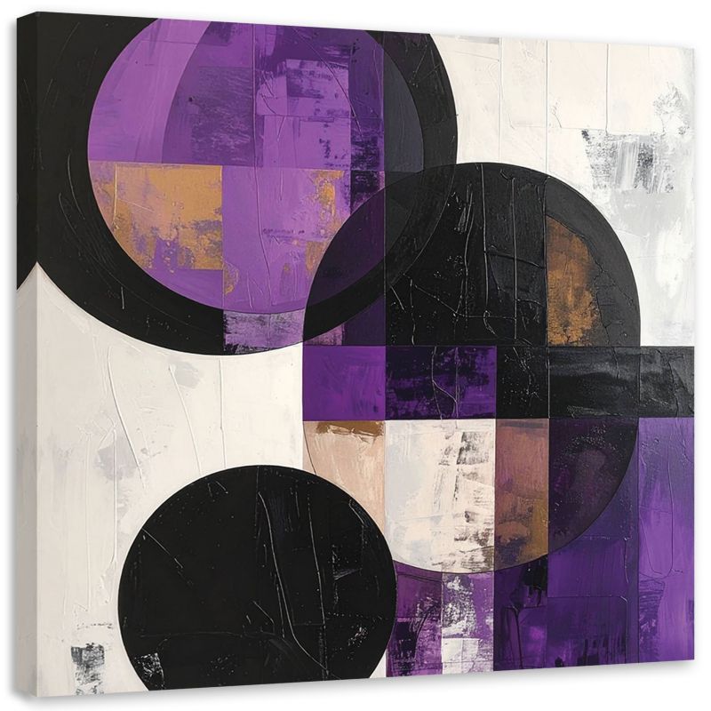 Obraz na płótnie Feeby Nowoczesna abstrakcja tekstura fioletowy, kwadratowy, design do gabinetu, wzór 29936, 40x40 cm, 1 szt.