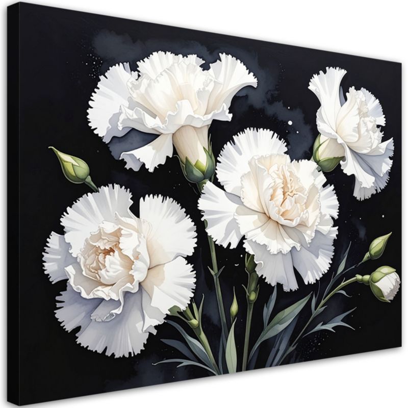 Obraz do salonu sypialni kuchni biura loftu Feeby Białe goździki 45x30cm 1szt