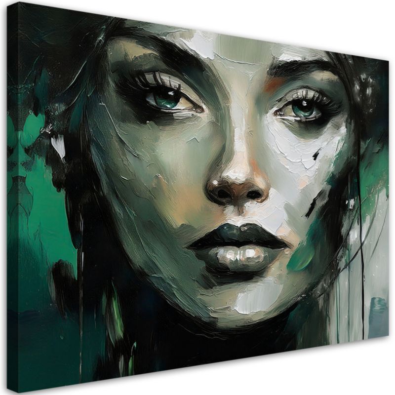 Obraz do salonu sypialni Feeby Portret Kobiety Abstrakcja Zielony 90x60 cm 1szt