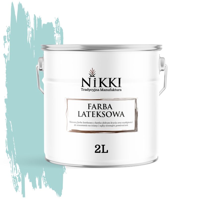 Farba Lateksowa Wewnętrzna Ściany i Sufity NIKKI Turkusowy jasny H1462 Głęboki Mat 2L
