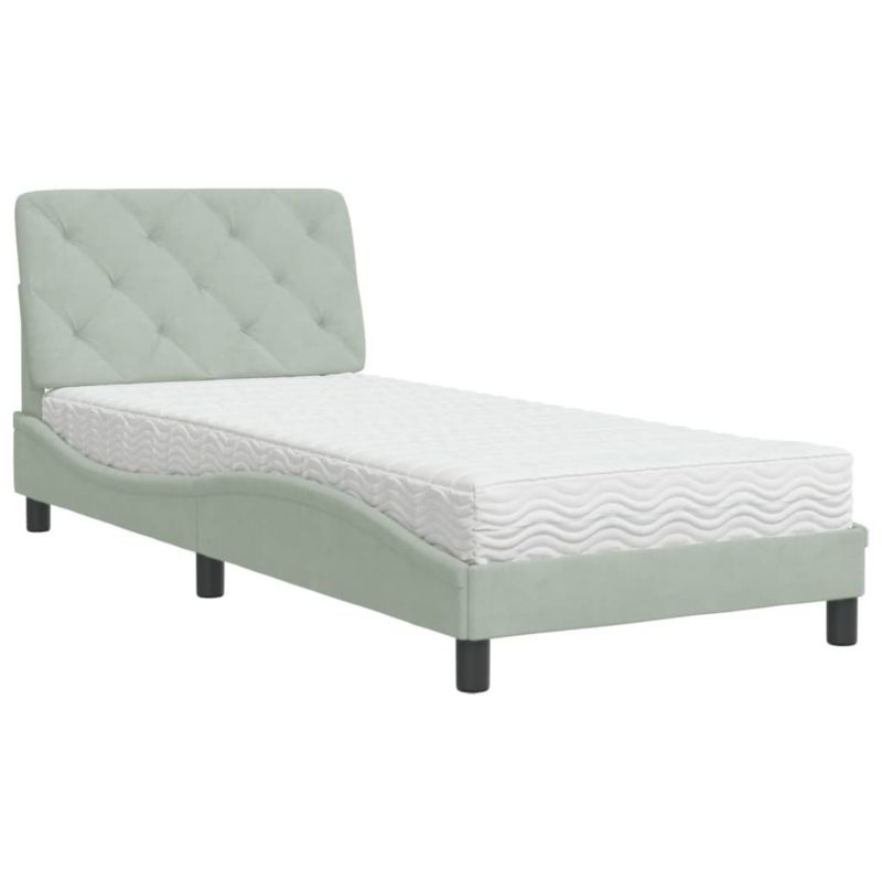 Łóżko tapicerowane WaszeMeble 90x190 cm jasnoszare WM-3208628 1 szt.