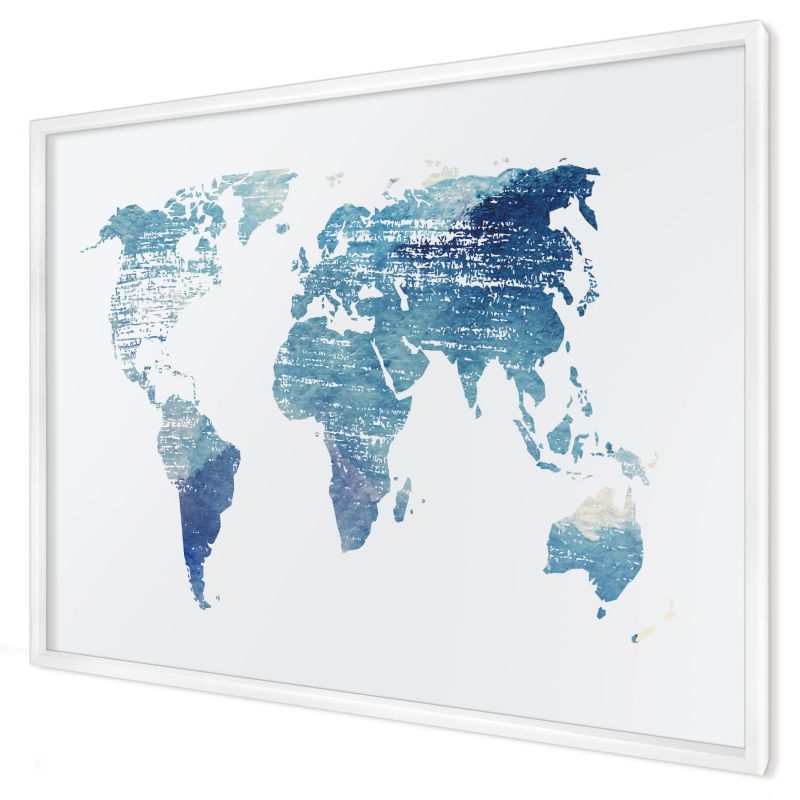 Ozdobna tablica na magnesy Wallfluent 100x70 Akwarelowa mapa w białej ramie 1szt