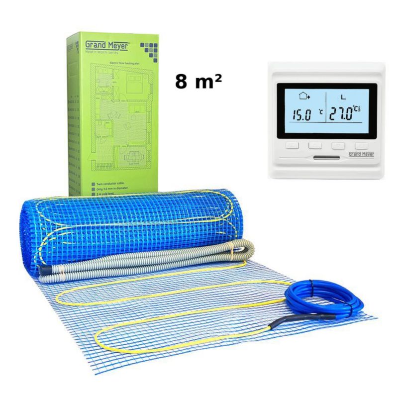 Zestaw Mata grzewcza 8 m² 170 W/m² + Termostat programowalny HW500, 1 szt.