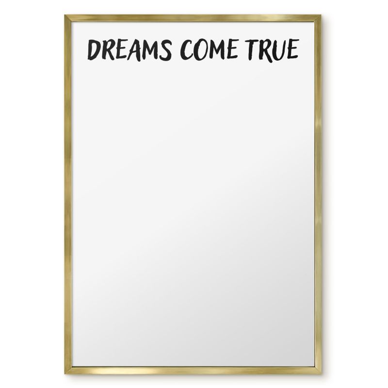 Tablica Magnetyczna Dekoracyjna Ścienna Tulup 50x70 cm Dreams come true - Złota rama Do salonu, sypialni 1 szt.