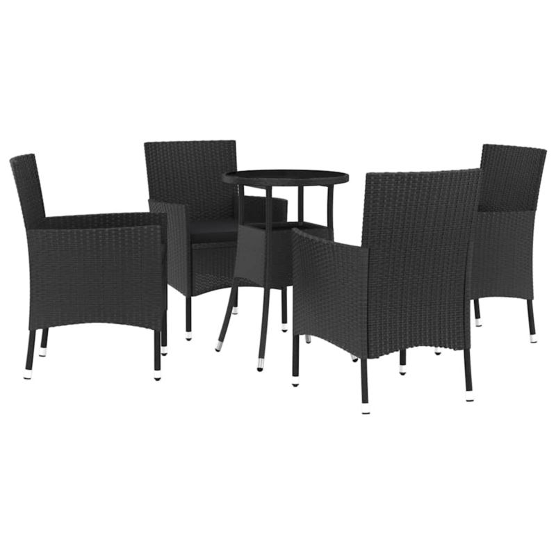 Zestaw mebli ogrodowych bistro WaszeMeble 5-cz. z technorattanu czarny z poduszkami WM-3187417 1 kpl