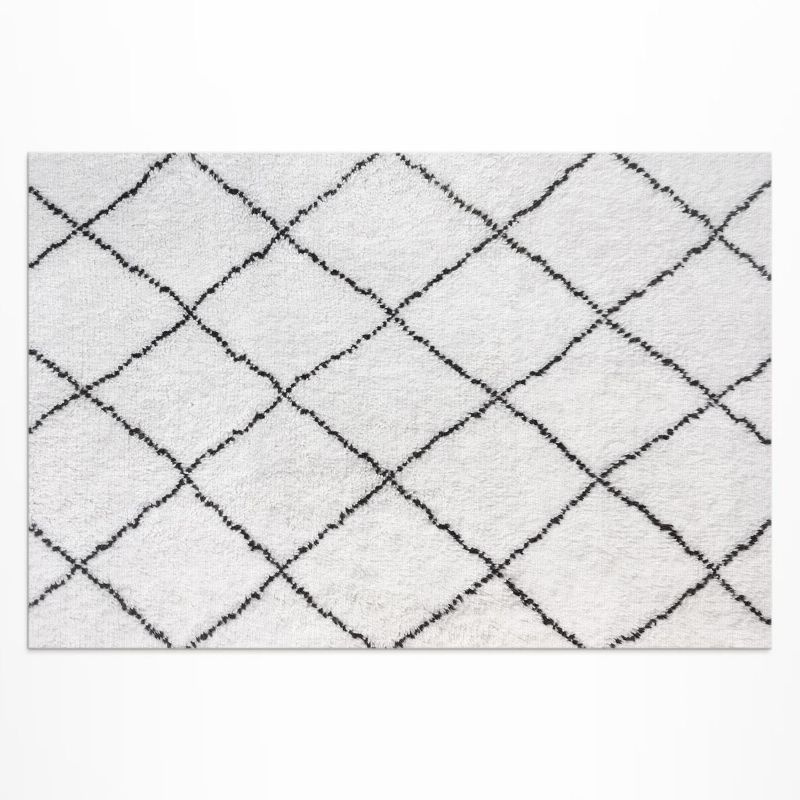 Zewnętrzny Dywan Winylowy Wallfluent 100x150 cm Czarne linie wzór imitacja pluszu 1 szt.