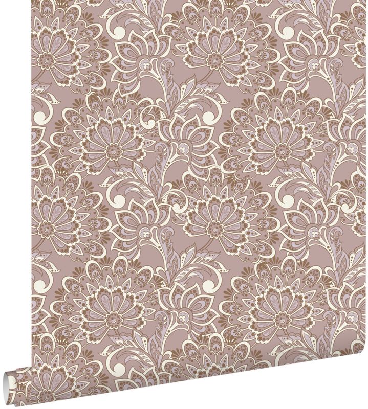 Tapeta ESTAhome zabytkowe kwiaty taupe 50 x 900 cm - 1 rol.
