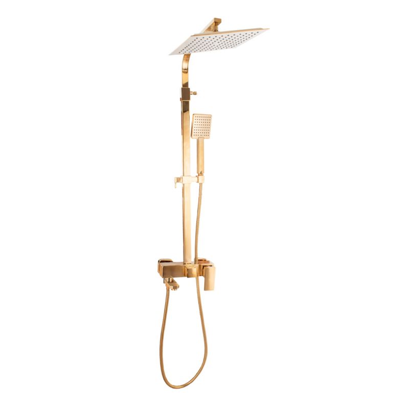 Zestaw prysznicowy CUBE25 - Yoka Home z deszczownicą 25 cm natynkowy złoty - 1 szt.