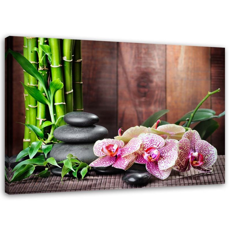 Obraz na płótnie Feeby Orchidea bambus i kamienie 90x60cm 1szt